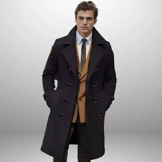 UrbanEdge | Men’s Double-Breasted Mid-Length Coat – Casual Elegance & Timeless Style