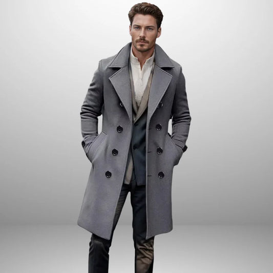 UrbanEdge | Men’s Double-Breasted Mid-Length Coat – Casual Elegance & Timeless Style