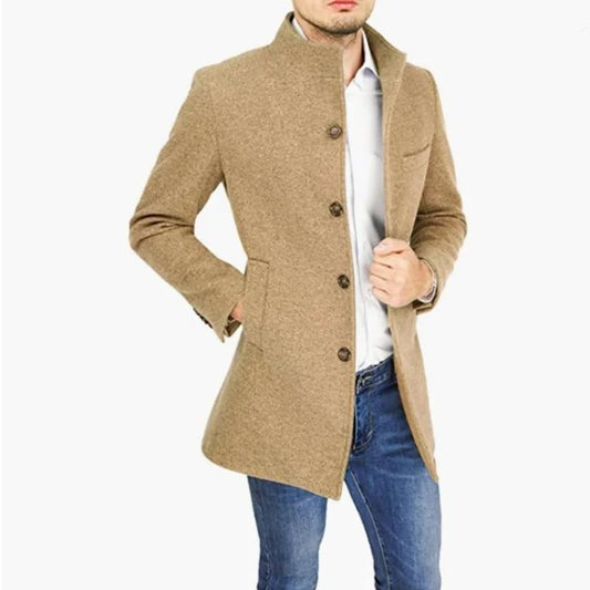 UrbanEdge | Men’s Single-Breasted Wool Blend Trench Coat – Timeless Elegance