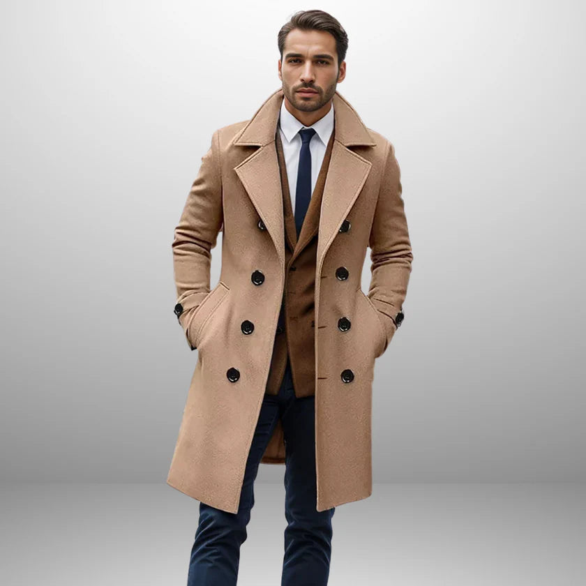 UrbanEdge | Men’s Double-Breasted Mid-Length Coat – Casual Elegance & Timeless Style