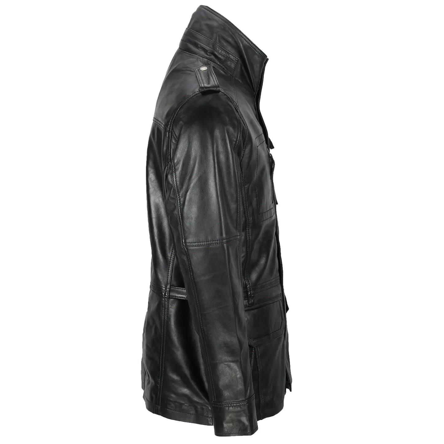 UrbanEdge | Military Style Brown Leather Jacket - Classic Design