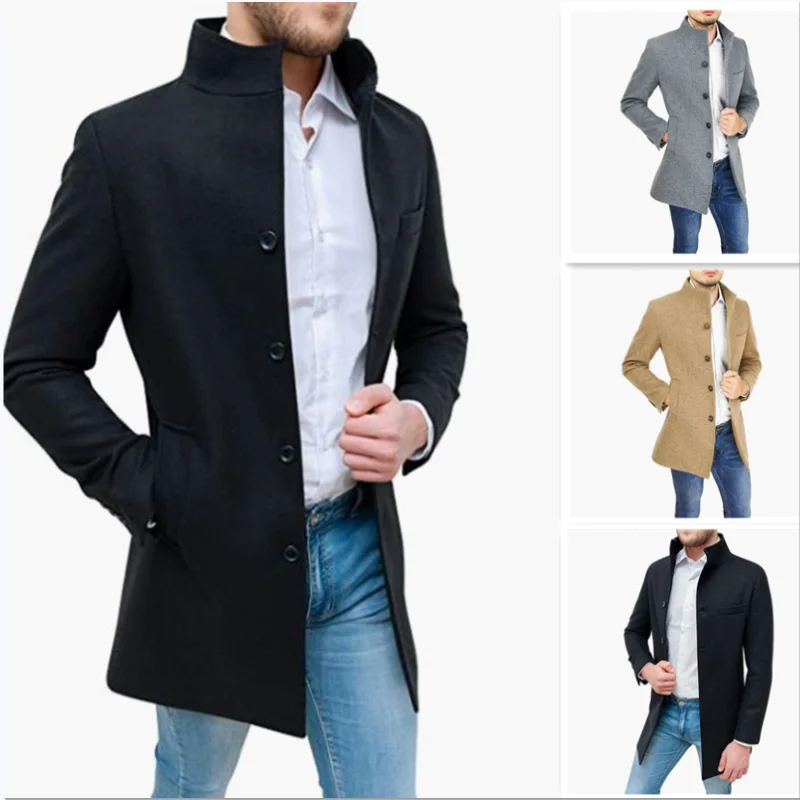 UrbanEdge | Men’s Single-Breasted Wool Blend Trench Coat – Timeless Elegance