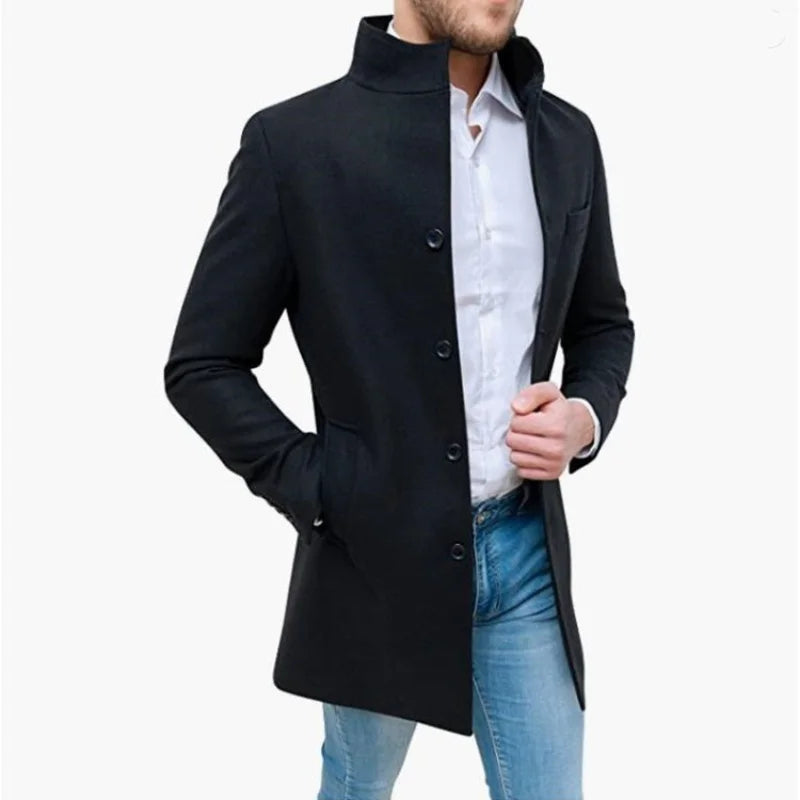 UrbanEdge | Men’s Single-Breasted Wool Blend Trench Coat – Timeless Elegance