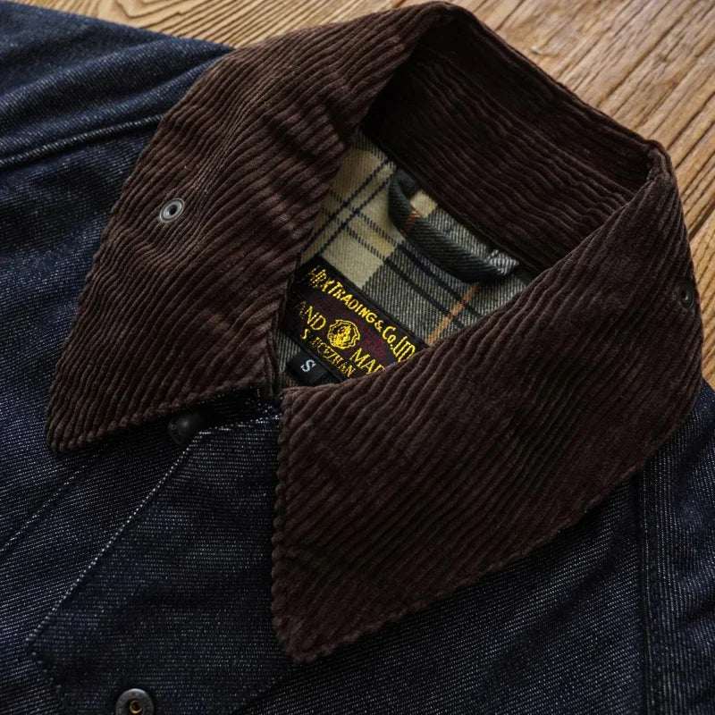UrbanEdge | Men’s Denim Trench Coat – Rugged Elegance & Timeless Style