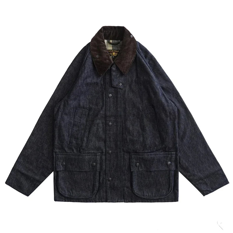 UrbanEdge | Men’s Denim Trench Coat – Rugged Elegance & Timeless Style
