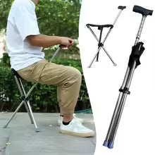 Urban Travel Walking Cane Folding Stool – Lightweight 2-in-1 Portable Cane & Seat